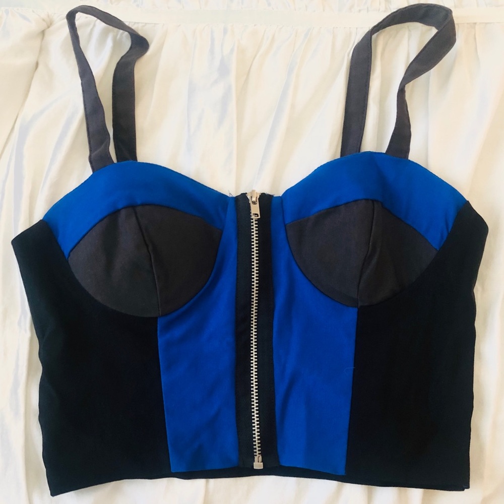 Sexy Club Crop Top Stretch Blue Black Love Culture